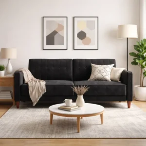 Perdue 81.5" Velvet Square Arm Convertible Sofa