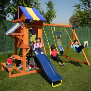 Sportspower Sunnyslope Wooden Swing Set with Lifetime Warranty on 6' Double Wall Slide